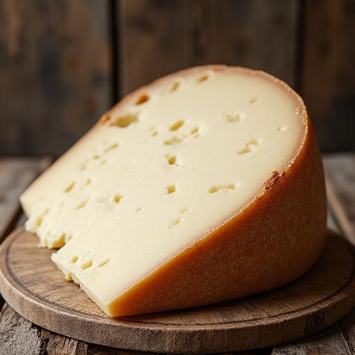 Ein rustikaler Laib Alpkäse