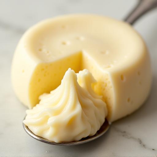 Cremiger Weichkäse mit einem Löffel