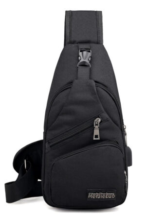 Men's Flat Shoulder Bag with USB Port